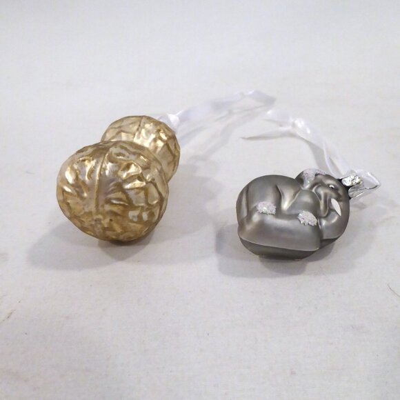 NEW CHRISTMAS HAND CRAFTED BLOWN GLASS PEANUT & ELEPHANT ORNAMENT SET - Picture 9 of 9
